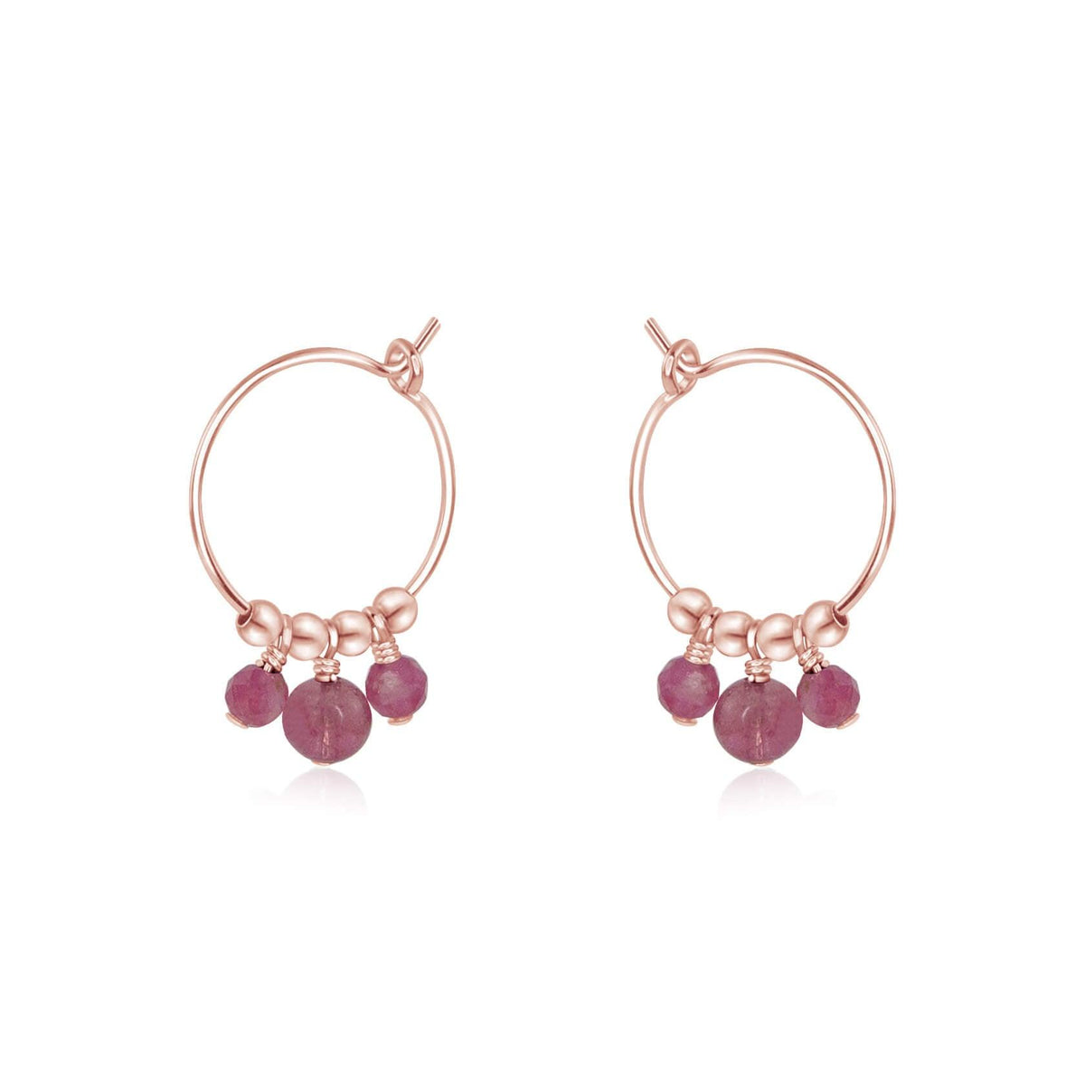 Hoop Earrings - Pink Tourmaline - 14K Rose Gold Fill - Luna Tide Handmade Jewellery