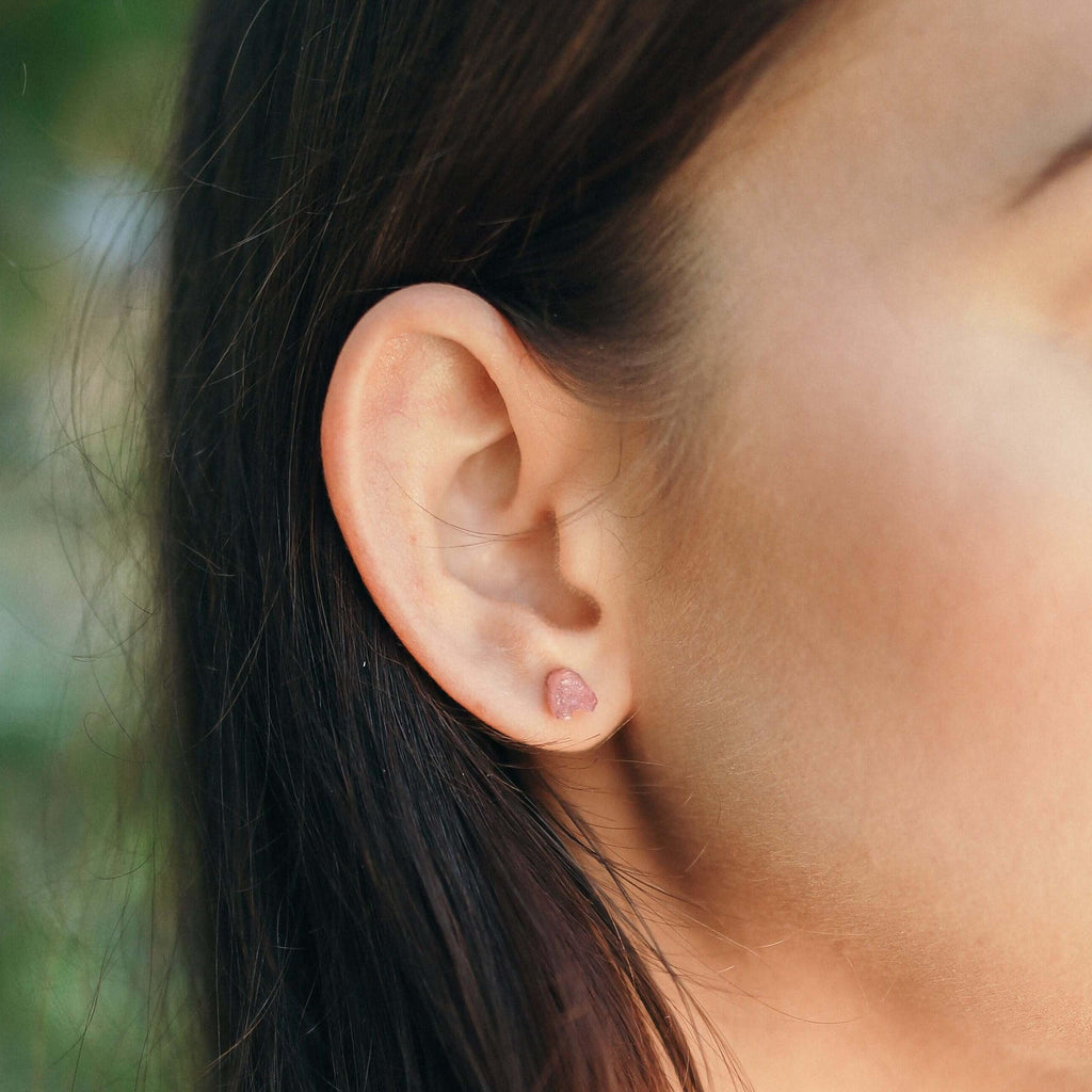 Custom Raw Crystal Gemstone Stud Earrings - Custom Raw Crystal Gemstone Stud Earrings - Sterling Silver / Amethyst for February - Luna Tide Handmade Crystal Jewellery