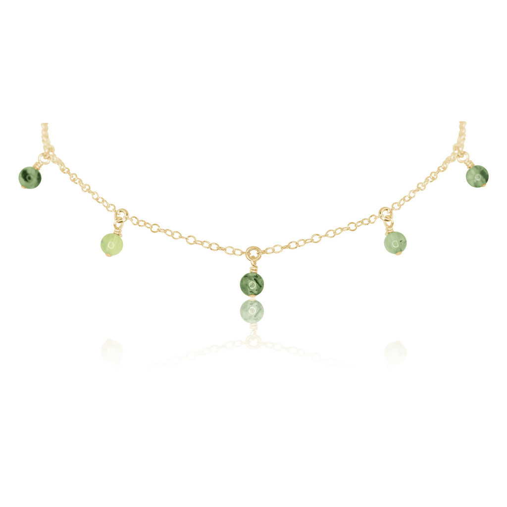 Prehnite Bead Drop Choker - Prehnite Bead Drop Choker - 14k Gold Fill - Luna Tide Handmade Crystal Jewellery