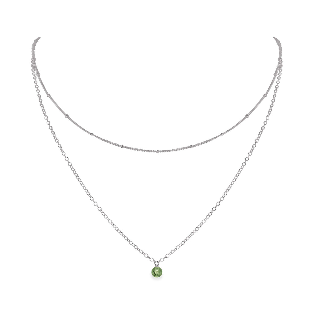 Prehnite Gemstone Chain Layered Choker Necklace - Prehnite Gemstone Chain Layered Choker Necklace - Stainless Steel - Luna Tide Handmade Crystal Jewellery