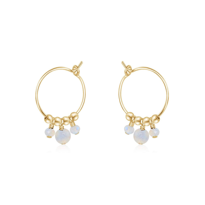 Hoop Earrings - Rainbow Moonstone - 14K Gold Fill - Luna Tide Handmade Jewellery