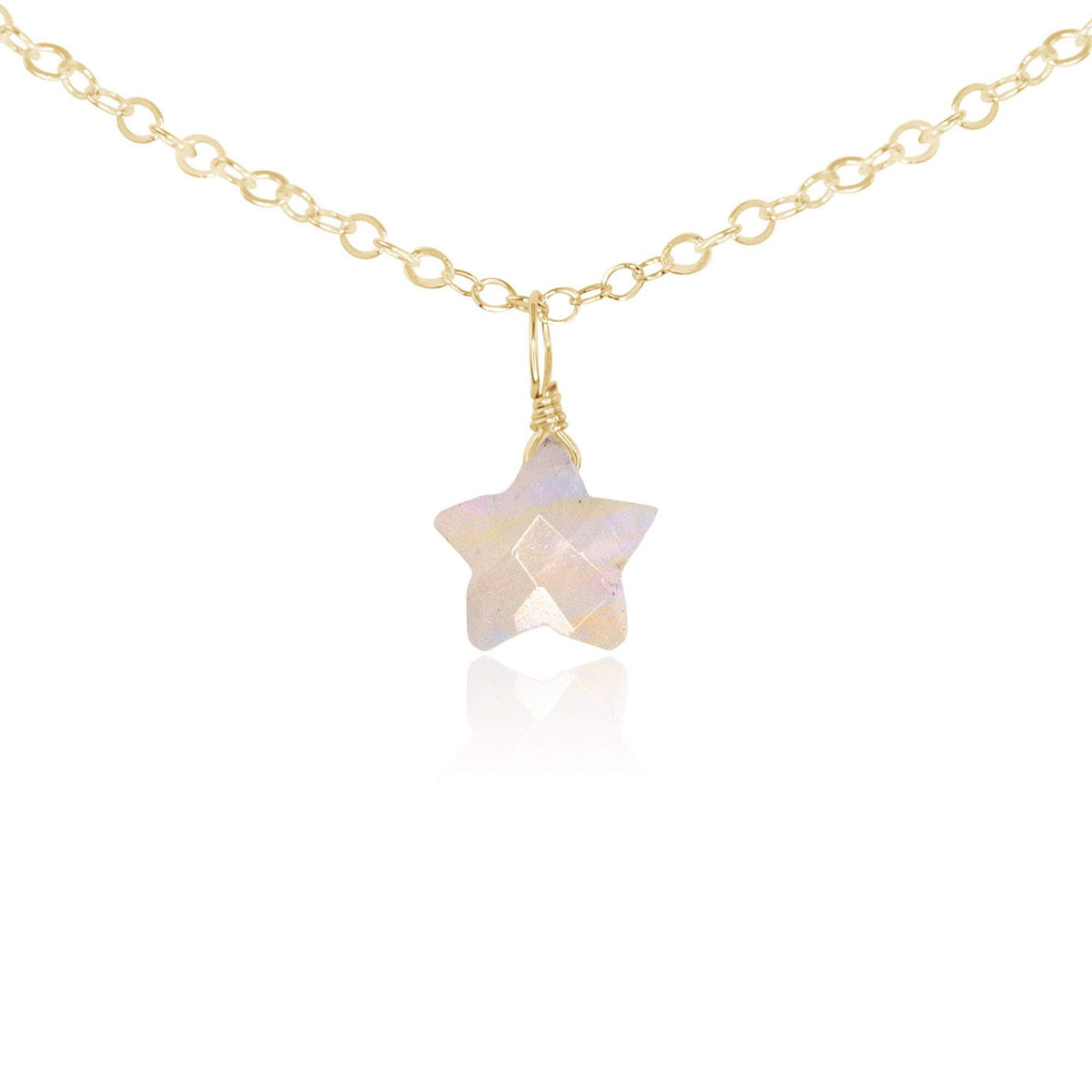 Rainbow Moonstone Tiny Star Pendant Choker Necklace - Rainbow Moonstone Tiny Star Pendant Choker Necklace - 14k Gold Fill - Luna Tide Handmade Crystal Jewellery