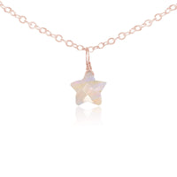 Rainbow Moonstone Tiny Star Pendant Choker Necklace - Rainbow Moonstone Tiny Star Pendant Choker Necklace - 14k Rose Gold Fill - Luna Tide Handmade Crystal Jewellery