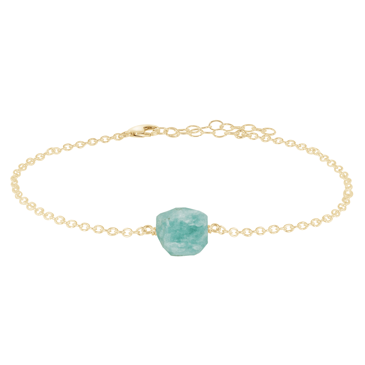 Raw Amazonite Crystal Nugget Anklet - Raw Amazonite Crystal Nugget Anklet - 14k Gold Fill - Luna Tide Handmade Crystal Jewellery