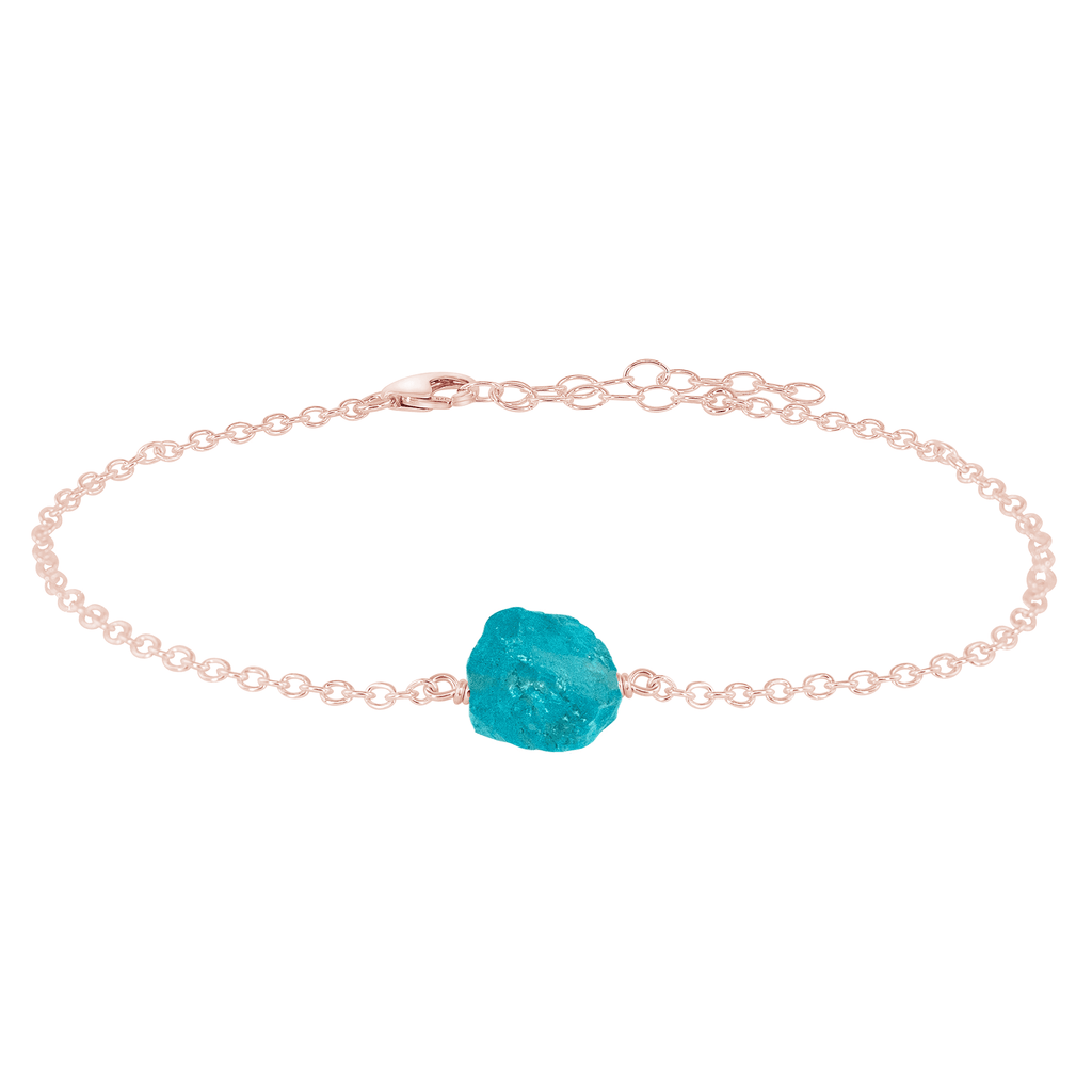 Raw Apatite Crystal Nugget Anklet - Raw Apatite Crystal Nugget Anklet - 14k Rose Gold Fill - Luna Tide Handmade Crystal Jewellery