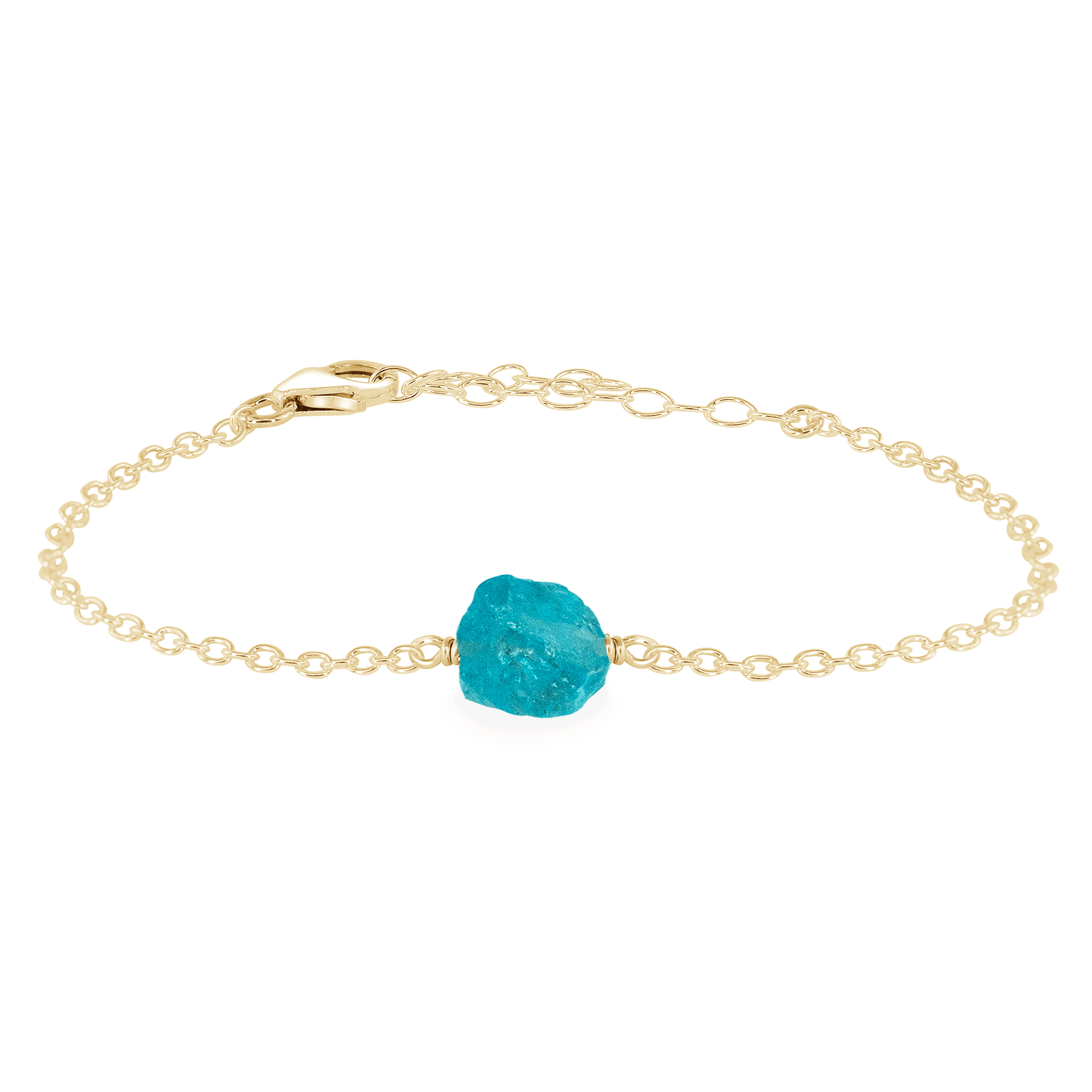 Raw Apatite Crystal Nugget Bracelet - Raw Apatite Crystal Nugget Bracelet - 14k Gold Fill - Luna Tide Handmade Crystal Jewellery