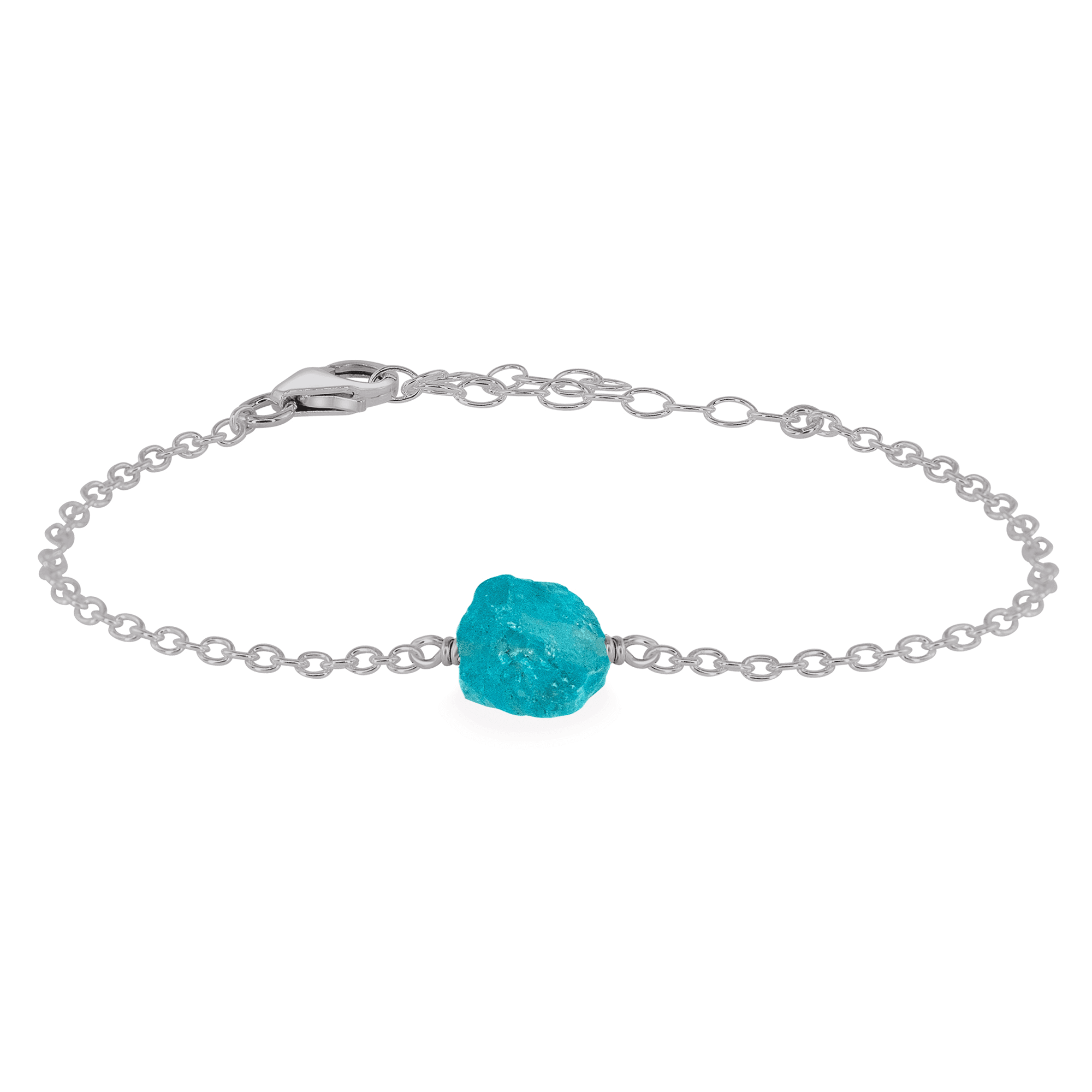 Raw Apatite Crystal Nugget Bracelet - Raw Apatite Crystal Nugget Bracelet - Stainless Steel - Luna Tide Handmade Crystal Jewellery