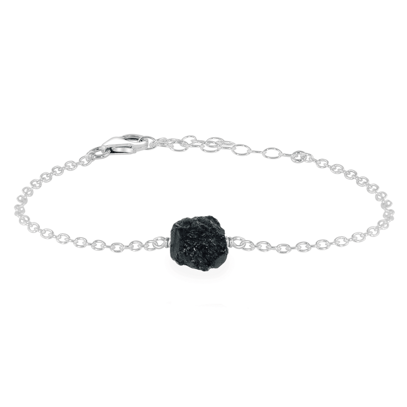 Raw Black Tourmaline Sterling Silver Crystal Necklace Raw Black Tourmaline Sterling Silver Crystal Necklace