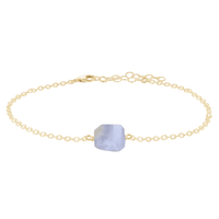 Raw Nugget Anklet - Blue Lace Agate - 14K Gold Fill - Luna Tide Handmade Jewellery