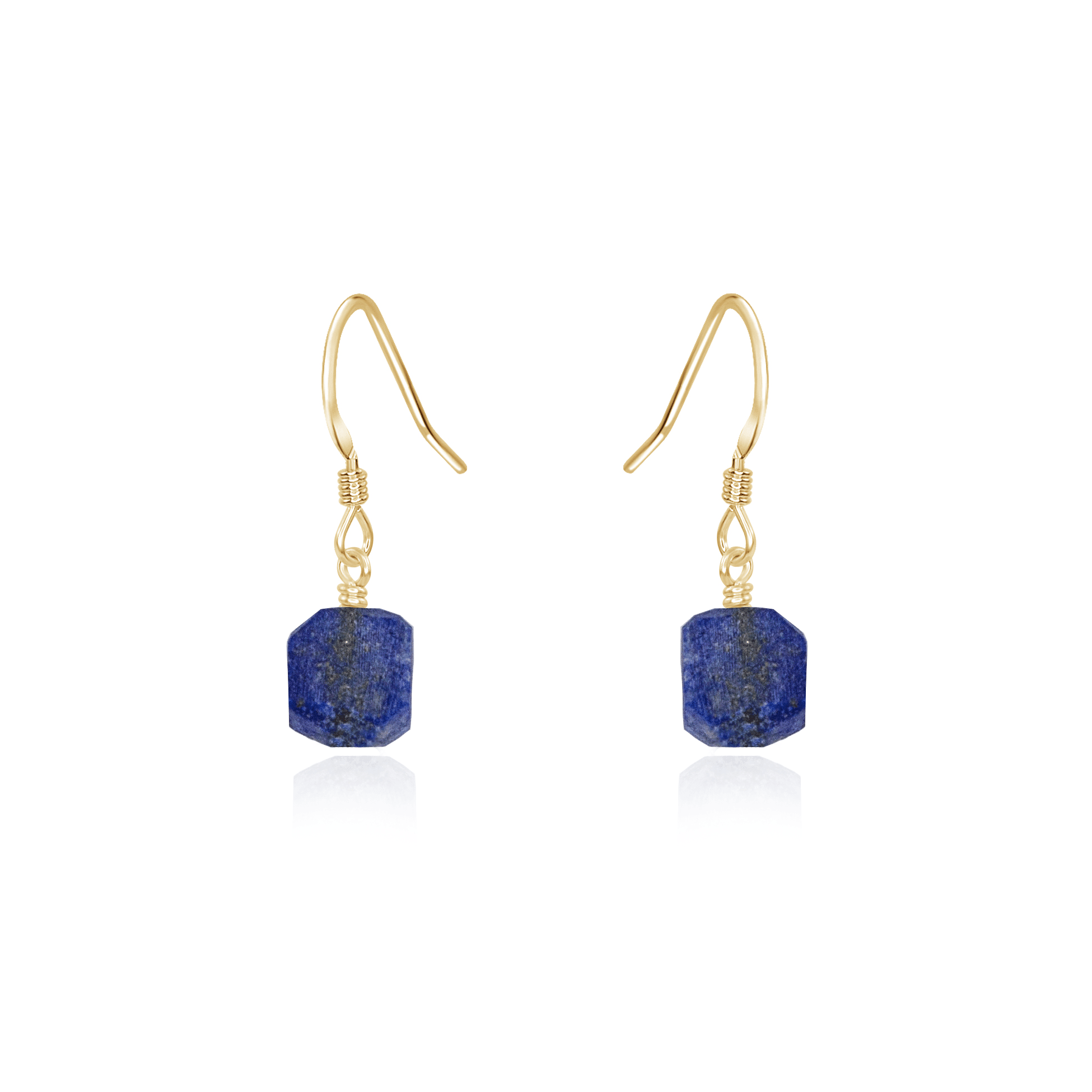 Raw Blue Lapis Lazuli Crystal Dangle Drop Earrings - Raw Blue Lapis Lazuli Crystal Dangle Drop Earrings - 14k Gold Fill - Luna Tide Handmade Crystal Jewellery