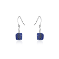 Raw Blue Lapis Lazuli Crystal Dangle Drop Earrings - Raw Blue Lapis Lazuli Crystal Dangle Drop Earrings - Sterling Silver - Luna Tide Handmade Crystal Jewellery