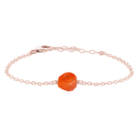 Raw Bracelet - Carnelian - 14K Rose Gold Fill - Luna Tide Handmade Jewellery