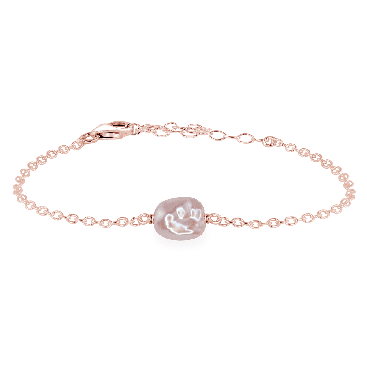 Raw Bracelet - Freshwater Pearl - 14K Rose Gold Fill - Luna Tide Handmade Jewellery