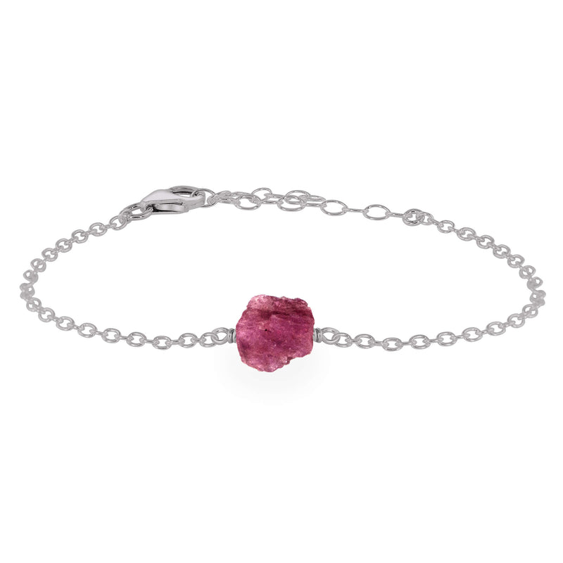 Raw Bracelet - Pink Tourmaline - Stainless Steel - Luna Tide Handmade Jewellery