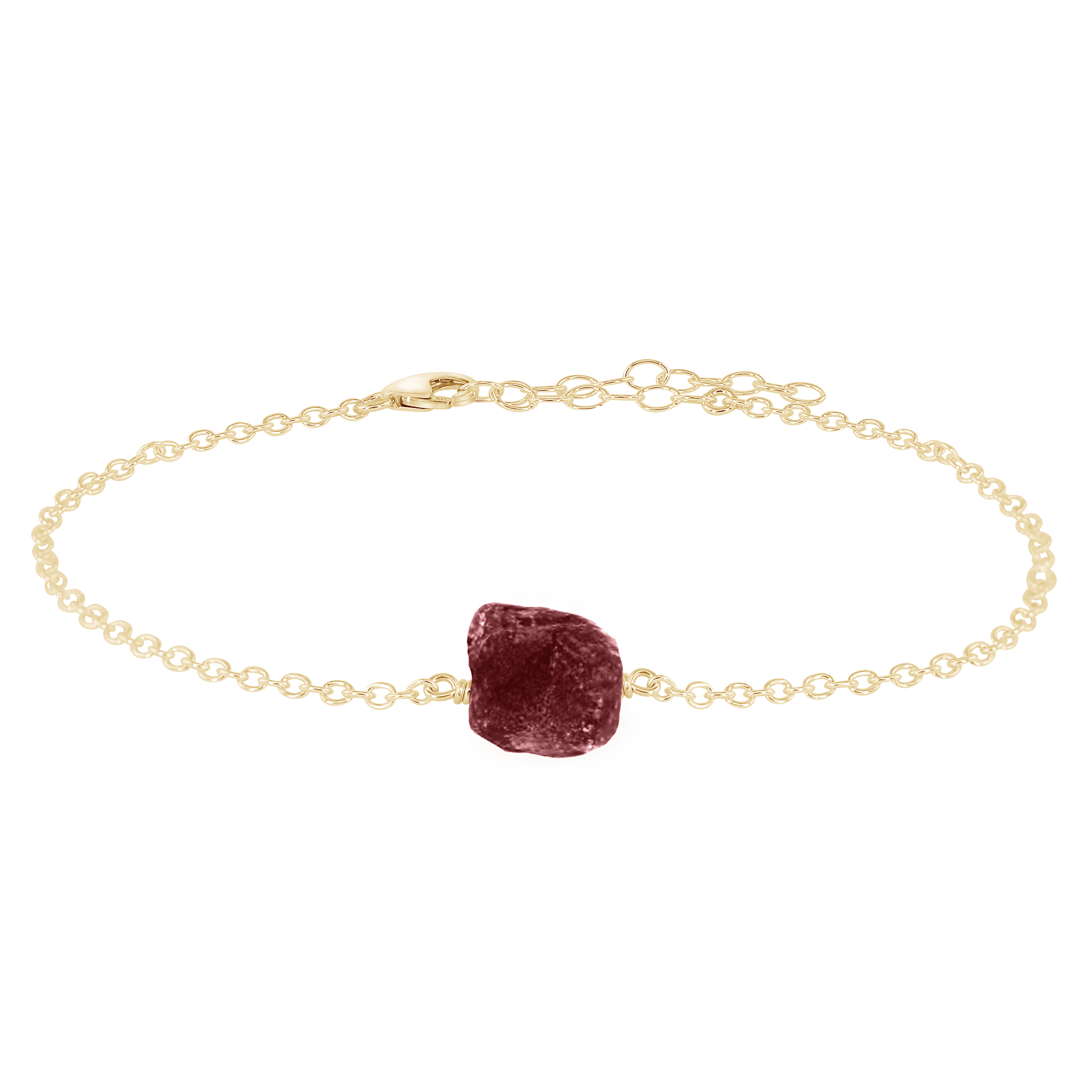 Raw Earth Red Ruby Crystal Nugget Anklet - Raw Earth Red Ruby Crystal Nugget Anklet - 14k Gold Fill - Luna Tide Handmade Crystal Jewellery