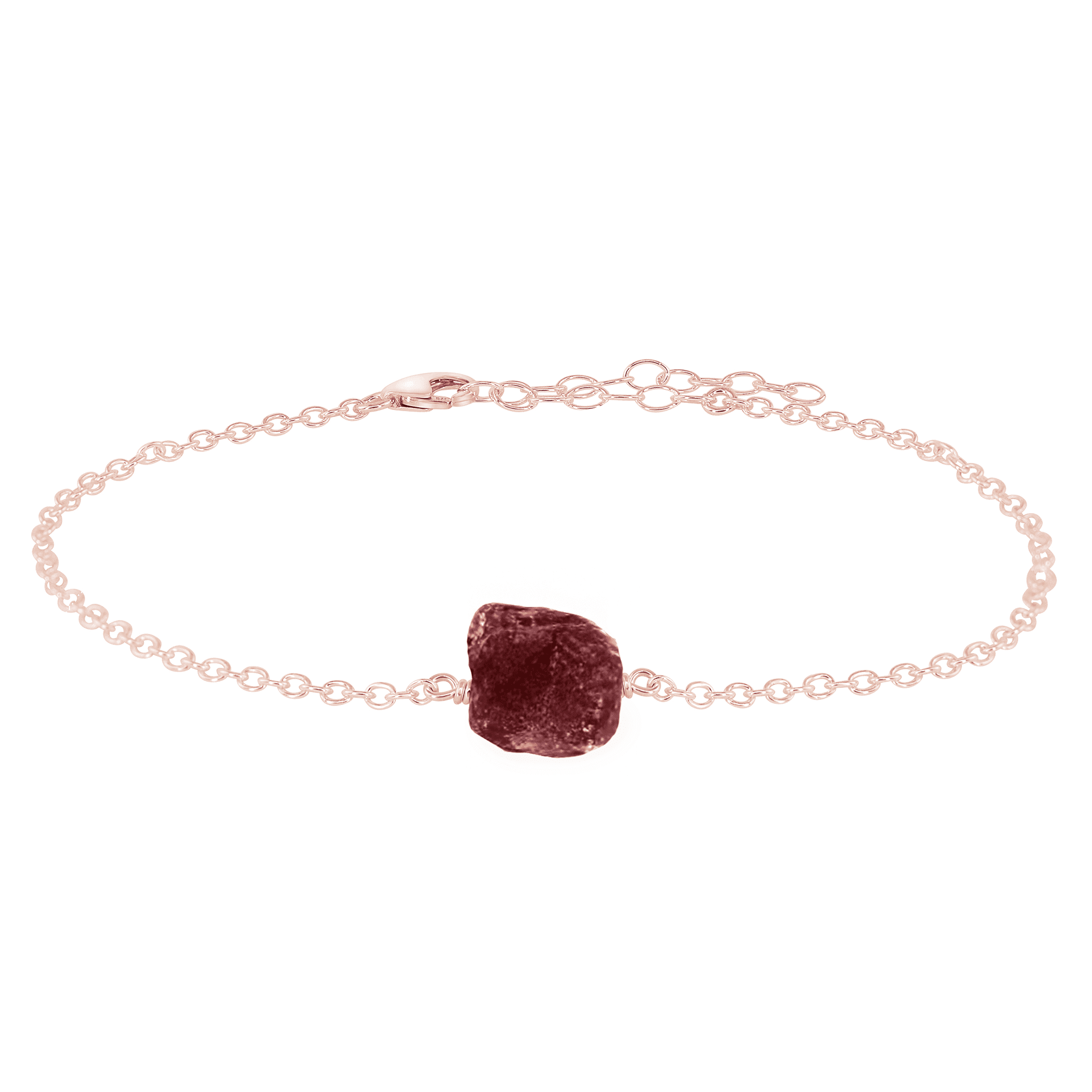 Raw Earth Red Ruby Crystal Nugget Anklet - Raw Earth Red Ruby Crystal Nugget Anklet - 14k Rose Gold Fill - Luna Tide Handmade Crystal Jewellery