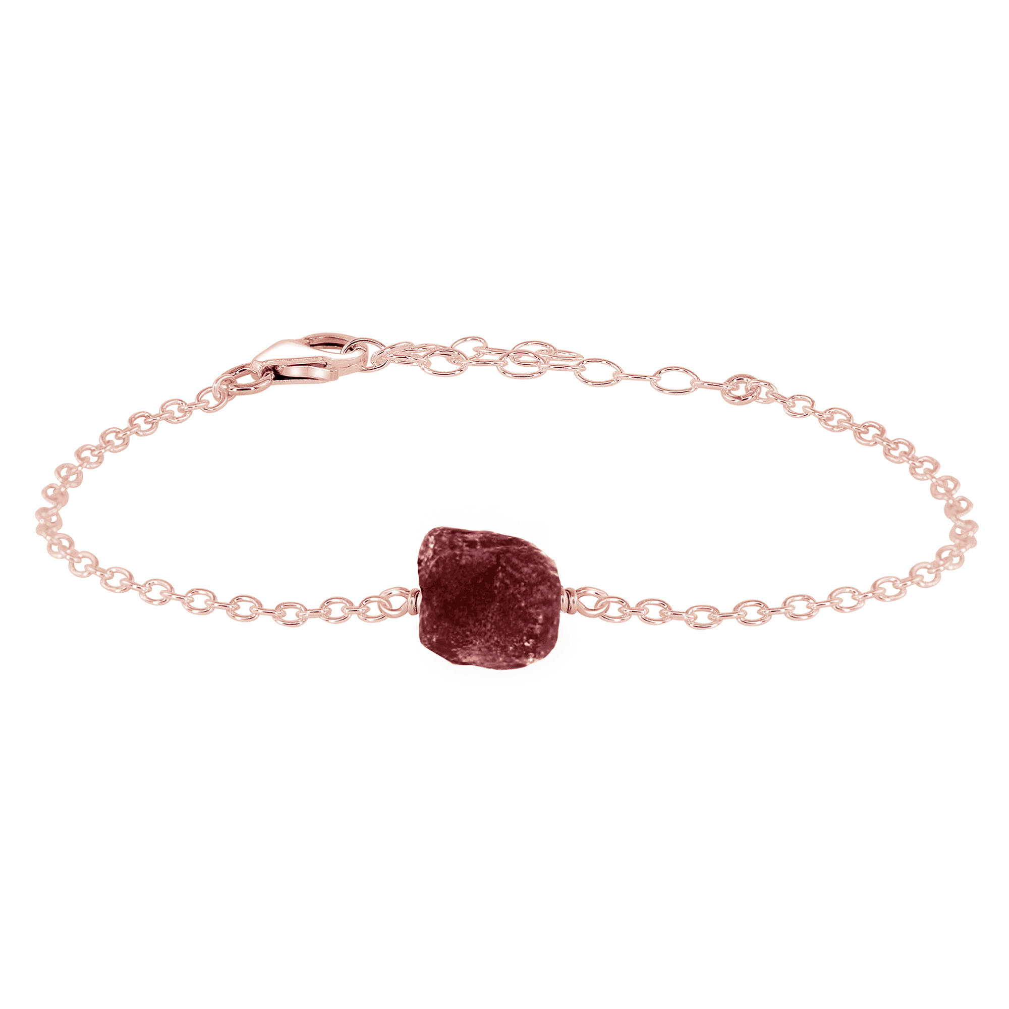 Raw Earth Red Ruby Crystal Nugget Bracelet - Raw Earth Red Ruby Crystal Nugget Bracelet - 14k Rose Gold Fill - Luna Tide Handmade Crystal Jewellery