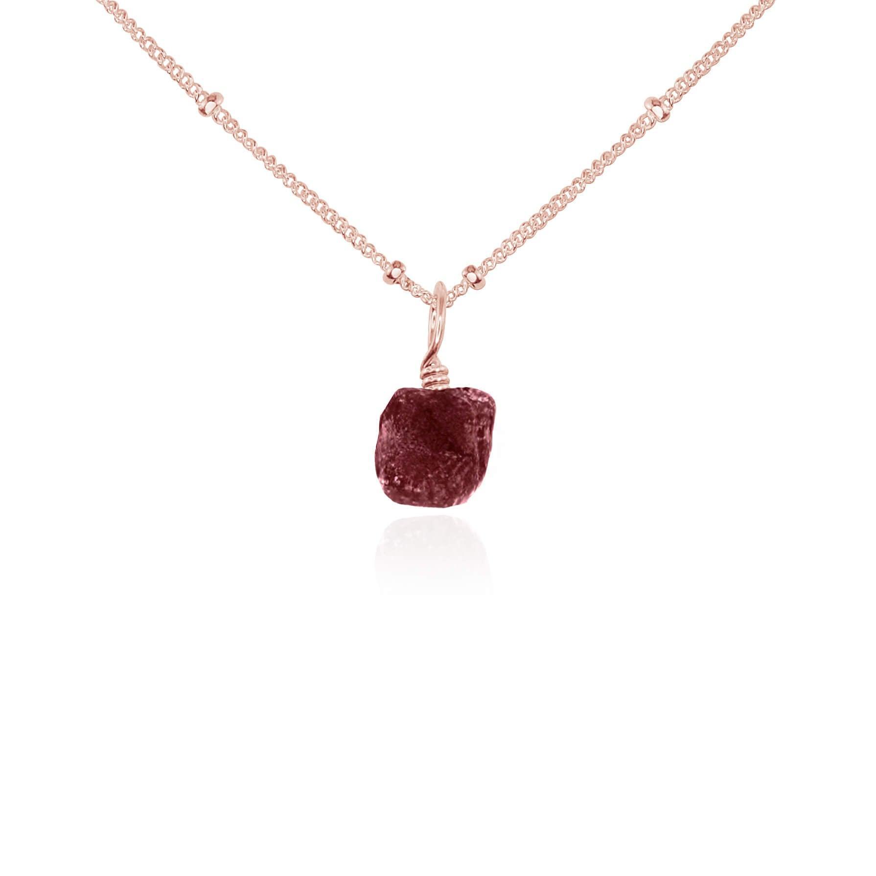 Raw Earth Red Ruby Natural Crystal Pendant Necklace - Raw Earth Red Ruby Natural Crystal Pendant Necklace - 14k Rose Gold Fill / Satellite - Luna Tide Handmade Crystal Jewellery