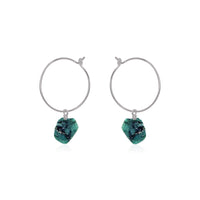 Raw Nugget Hoop Earrings - Emerald - Stainless Steel - Luna Tide Handmade Jewellery