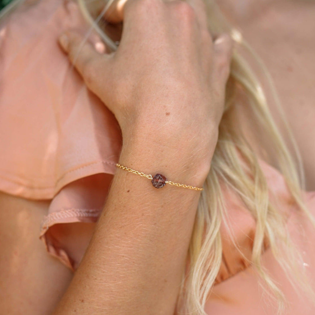 Raw Garnet Crystal Nugget Bracelet - Raw Garnet Crystal Nugget Bracelet - Sterling Silver - Luna Tide Handmade Crystal Jewellery