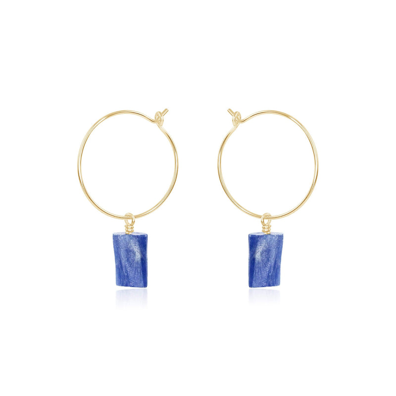 Raw Nugget Hoop Earrings - Kyanite - 14K Gold Fill - Luna Tide Handmade Jewellery