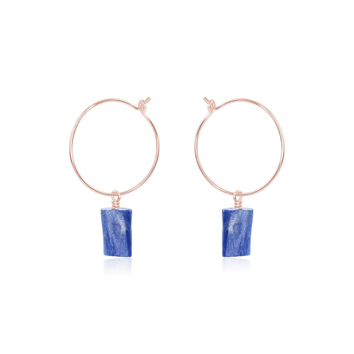 Raw Nugget Hoop Earrings - Kyanite - 14K Rose Gold Fill - Luna Tide Handmade Jewellery