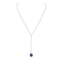 Raw Lapis Lazuli Crystal Lariat Necklace - Raw Lapis Lazuli Crystal Lariat Necklace - Sterling Silver - Luna Tide Handmade Crystal Jewellery