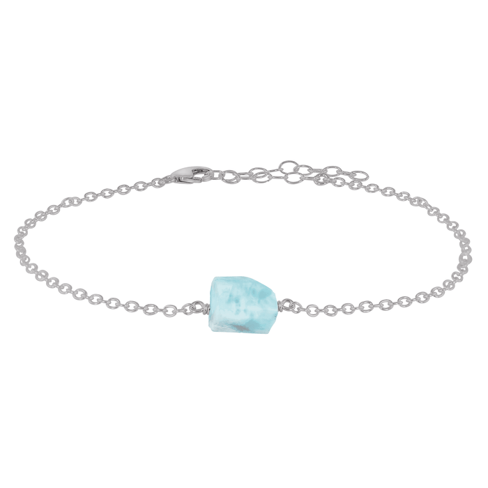 Raw Larimar Crystal Nugget Anklet - Raw Larimar Crystal Nugget Anklet - Stainless Steel - Luna Tide Handmade Crystal Jewellery