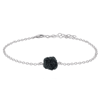 Raw Nugget Anklet - Black Tourmaline - Stainless Steel - Luna Tide Handmade Jewellery