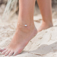 Raw Nugget Anklet - Blue Lace Agate - 14K Gold Fill - Luna Tide Handmade Jewellery
