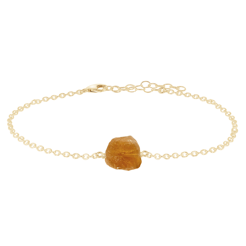 Raw Nugget Anklet - Citrine - 14K Gold Fill - Luna Tide Handmade Jewellery