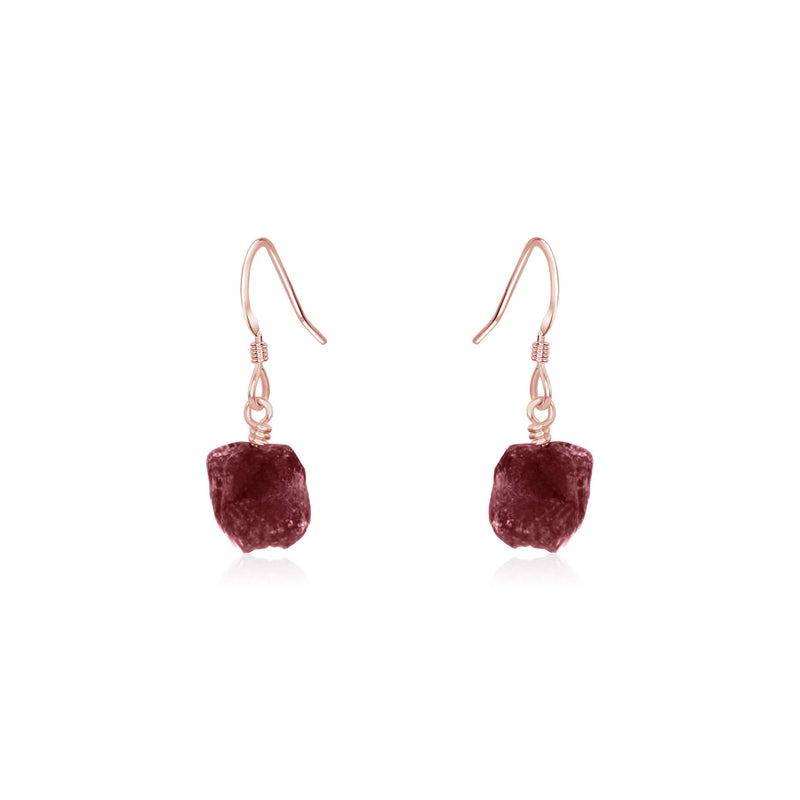 Raw Nugget Earrings - Ruby - 14K Rose Gold Fill - Luna Tide Handmade Jewellery