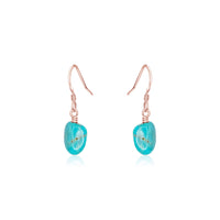 Raw Nugget Earrings - Turquoise - 14K Rose Gold Fill - Luna Tide Handmade Jewellery