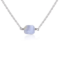 Raw Nugget Necklace - Blue Lace Agate - Stainless Steel - Luna Tide Handmade Jewellery
