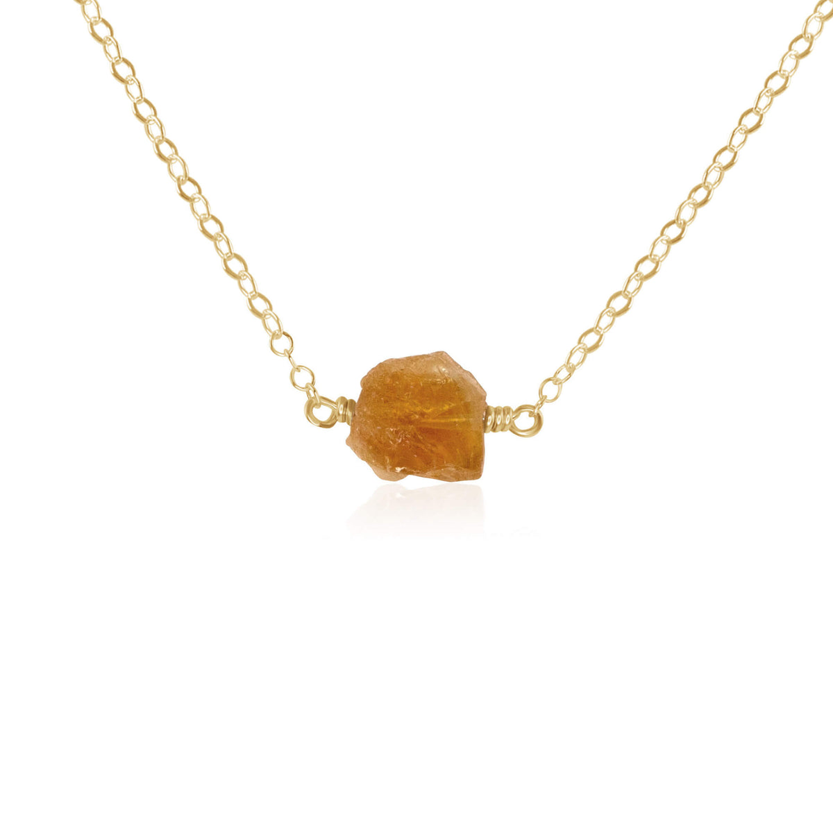 Raw Nugget Necklace - Citrine - 14K Gold Fill - Luna Tide Handmade Jewellery