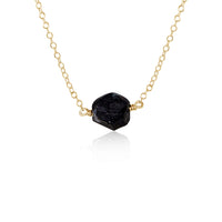 Raw Nugget Necklace - Obsidian - 14K Gold Fill - Luna Tide Handmade Jewellery