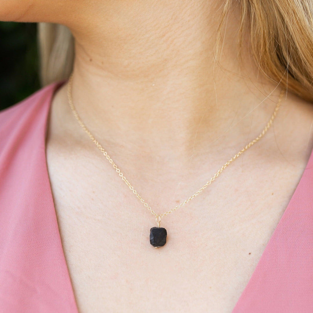 Raw Obsidian Natural Crystal Pendant Necklace - Raw Obsidian Natural Crystal Pendant Necklace - Sterling Silver / Satellite - Luna Tide Handmade Crystal Jewellery