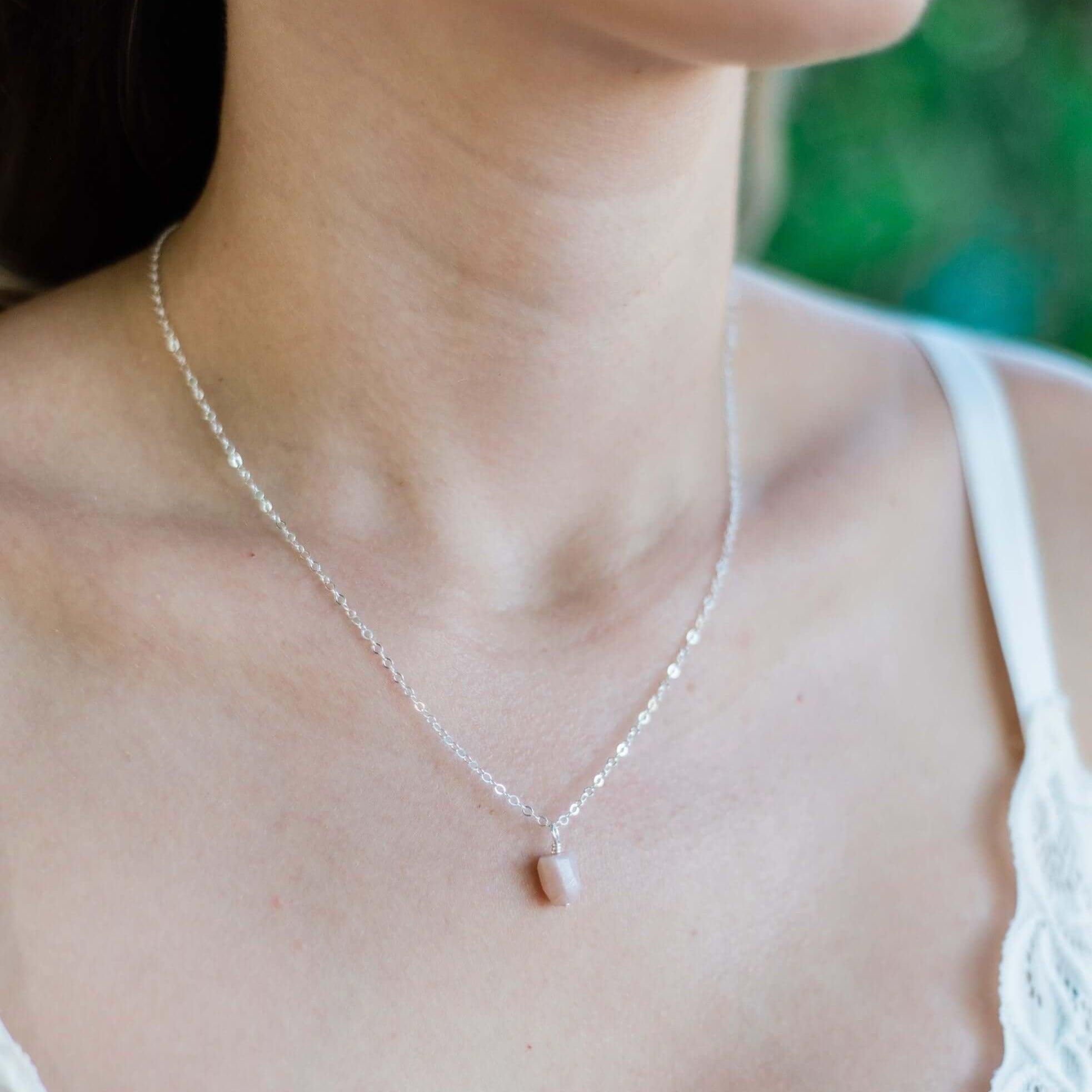 Raw Pink Peruvian Opal Natural Crystal Pendant Necklace - Raw Pink Peruvian Opal Natural Crystal Pendant Necklace - 14k Gold Fill / Satellite - Luna Tide Handmade Crystal Jewellery