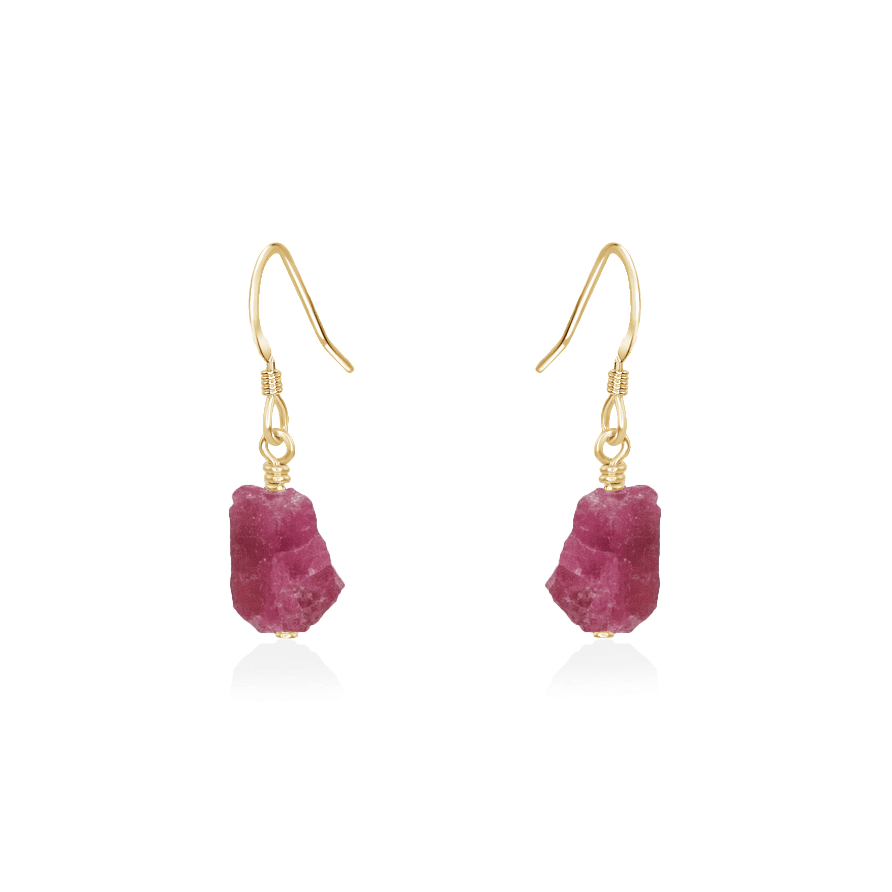 Raw Pink Tourmaline Crystal Dangle Drop Earrings - Raw Pink Tourmaline Crystal Dangle Drop Earrings - 14k Gold Fill - Luna Tide Handmade Crystal Jewellery