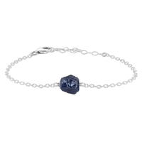 Raw Sapphire Crystal Nugget Bracelet - Raw Sapphire Crystal Nugget Bracelet - Sterling Silver - Luna Tide Handmade Crystal Jewellery