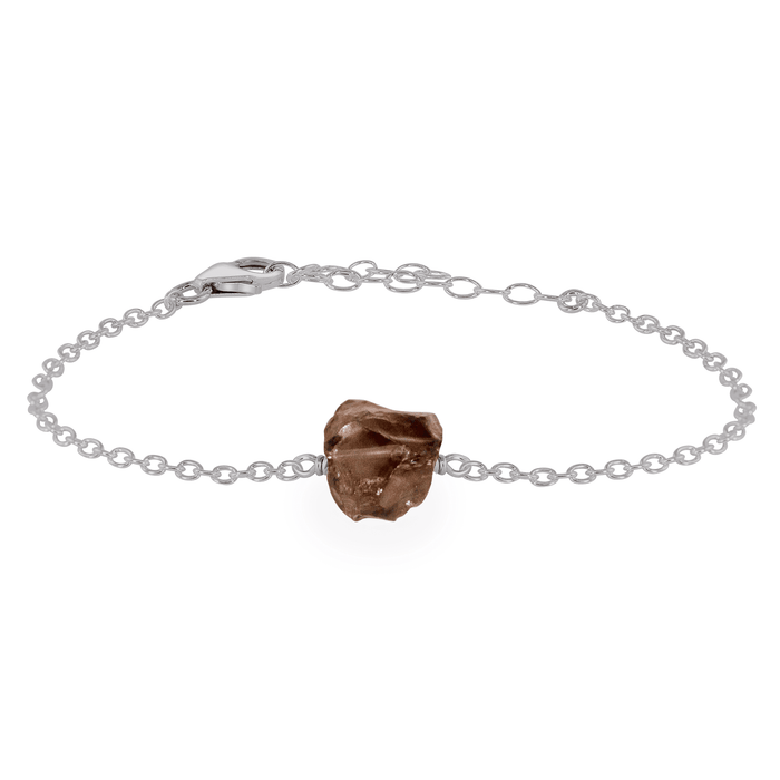 Raw Smoky Quartz Crystal Nugget Bracelet - Raw Smoky Quartz Crystal Nugget Bracelet - Stainless Steel - Luna Tide Handmade Crystal Jewellery