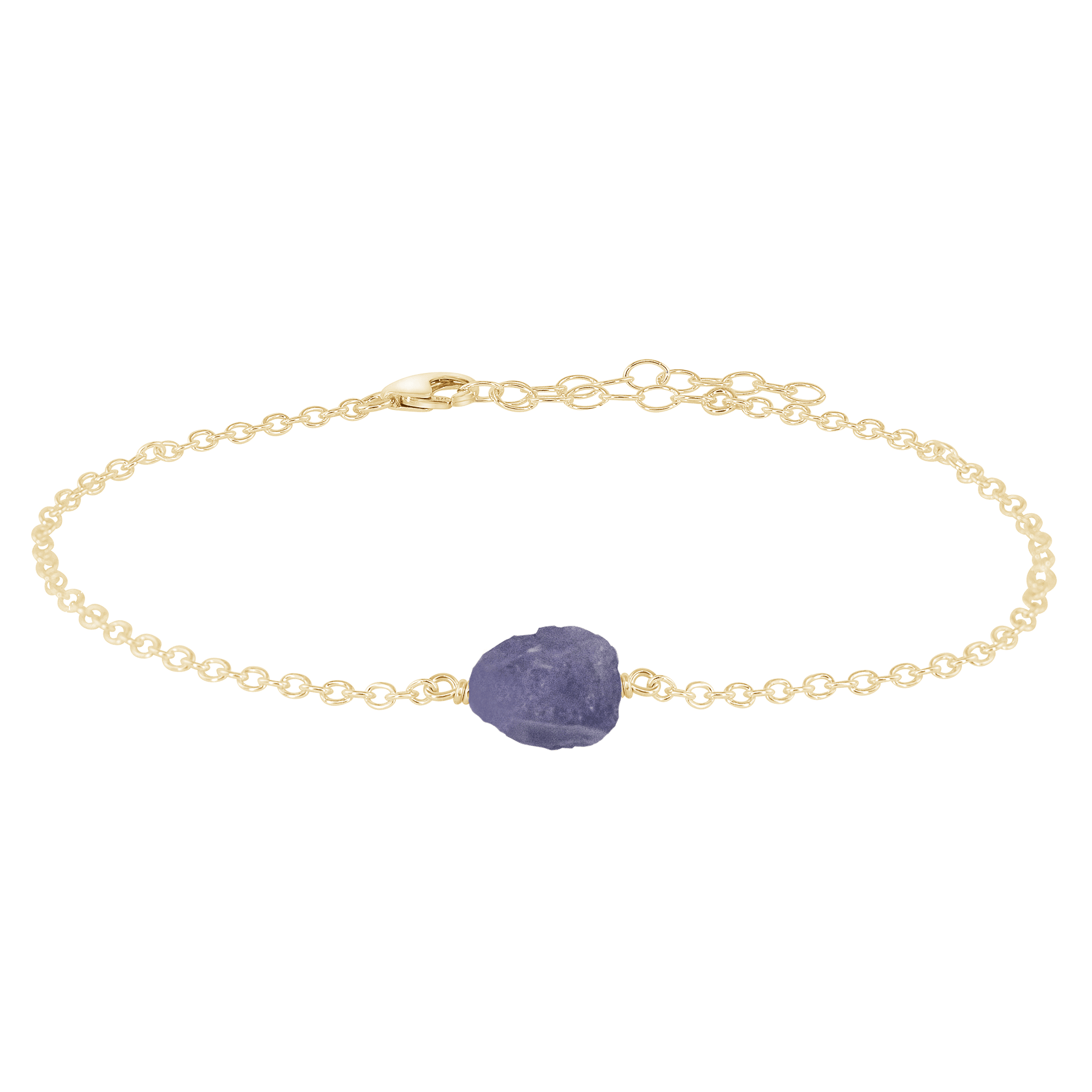 Raw Tanzanite Crystal Nugget Anklet - Raw Tanzanite Crystal Nugget Anklet - 14k Gold Fill - Luna Tide Handmade Crystal Jewellery