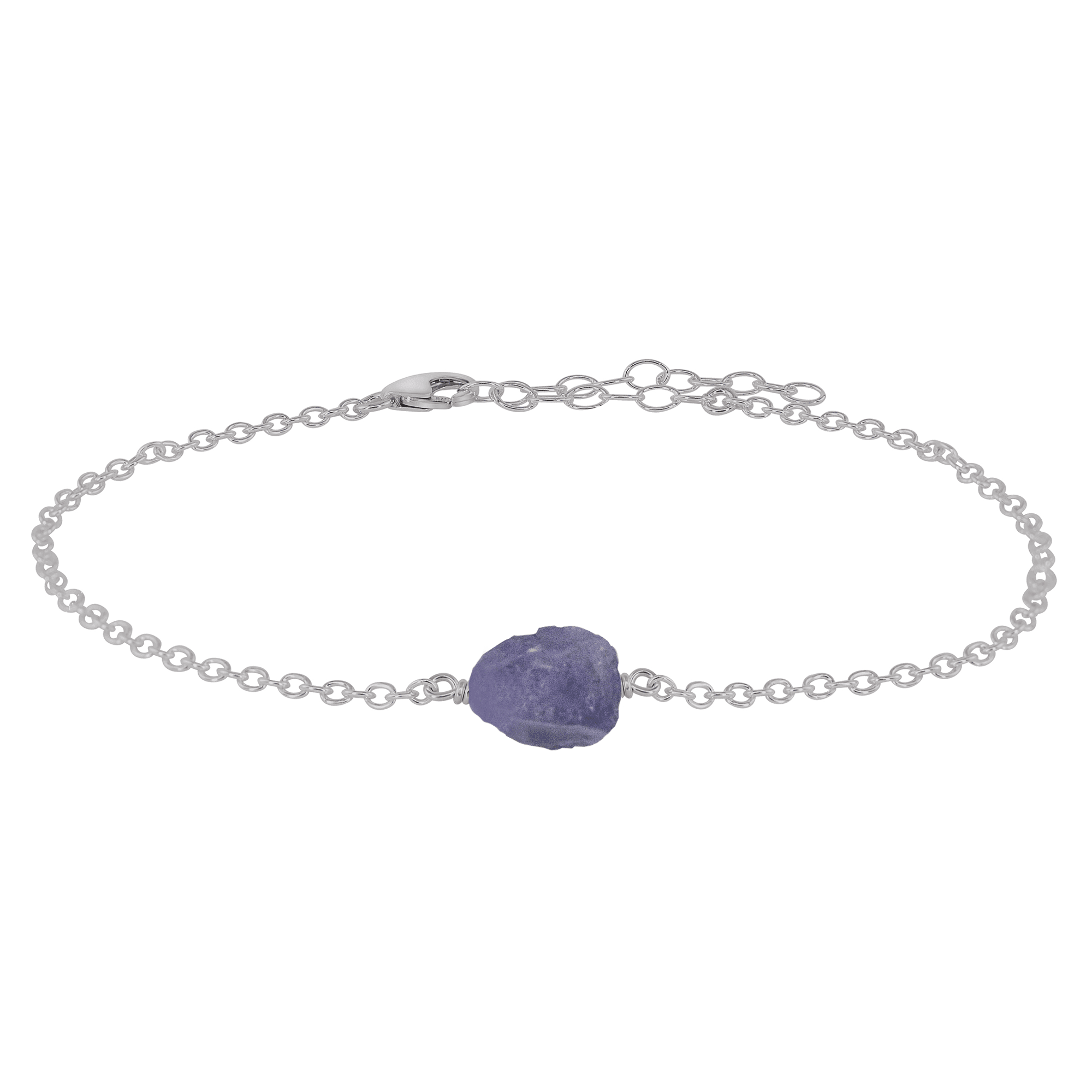Raw Tanzanite Crystal Nugget Anklet - Raw Tanzanite Crystal Nugget Anklet - Stainless Steel - Luna Tide Handmade Crystal Jewellery