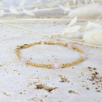 Rose Quartz Ancient Tides Bracelet - Rose Quartz Ancient Tides Bracelet - 14k Gold Fill - Luna Tide Handmade Crystal Jewellery