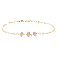 Beaded Chain Anklet - Rose Quartz - 14K Gold Fill - Luna Tide Handmade Jewellery