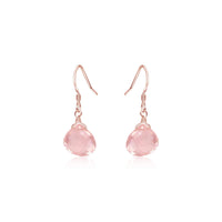 Teardrop Earrings - Rose Quartz - 14K Rose Gold Fill - Luna Tide Handmade Jewellery