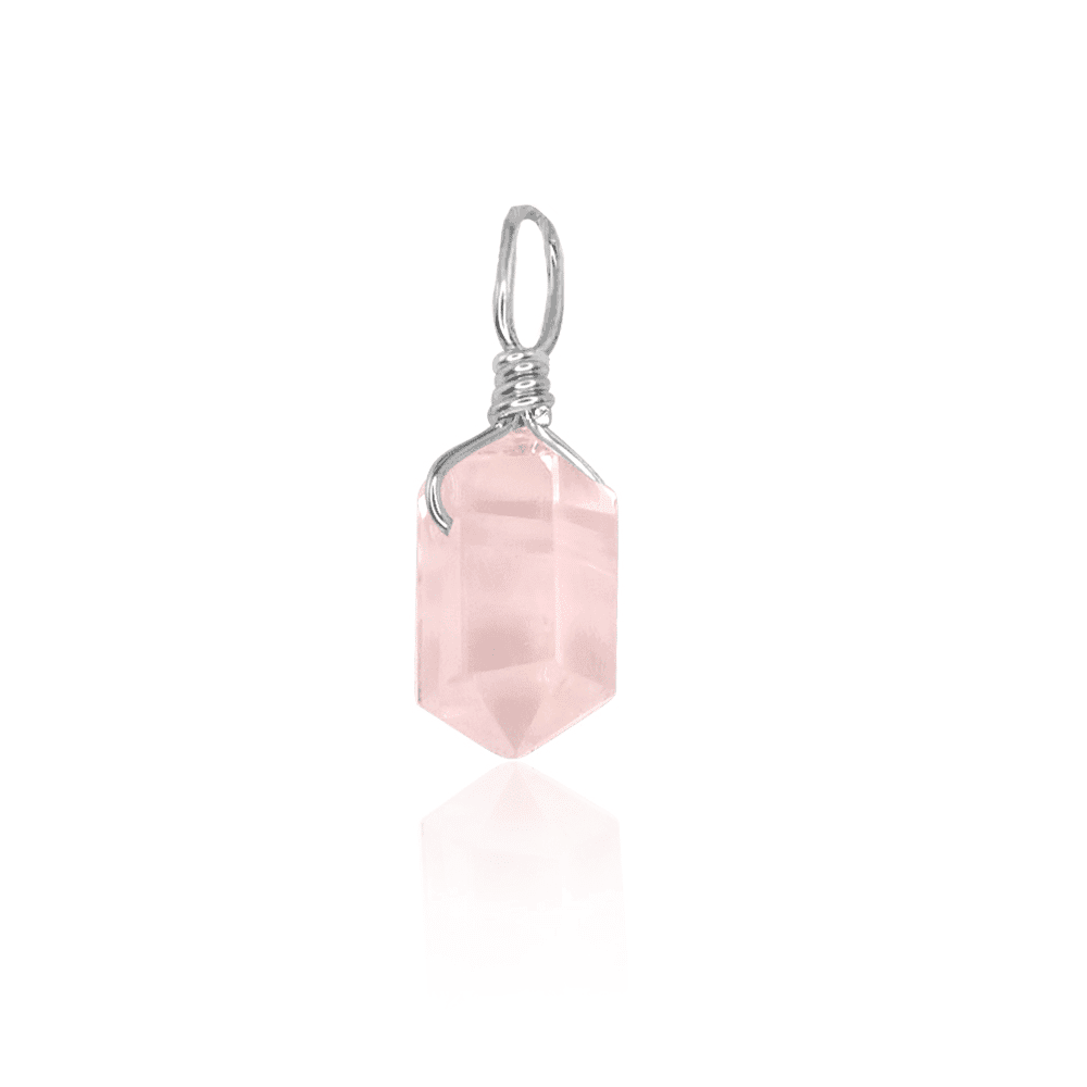 Rose Quartz Mini Double Terminated Crystal Point Pendant - Rose Quartz Mini Double Terminated Crystal Point Pendant - Sterling Silver - Luna Tide Handmade Crystal Jewellery