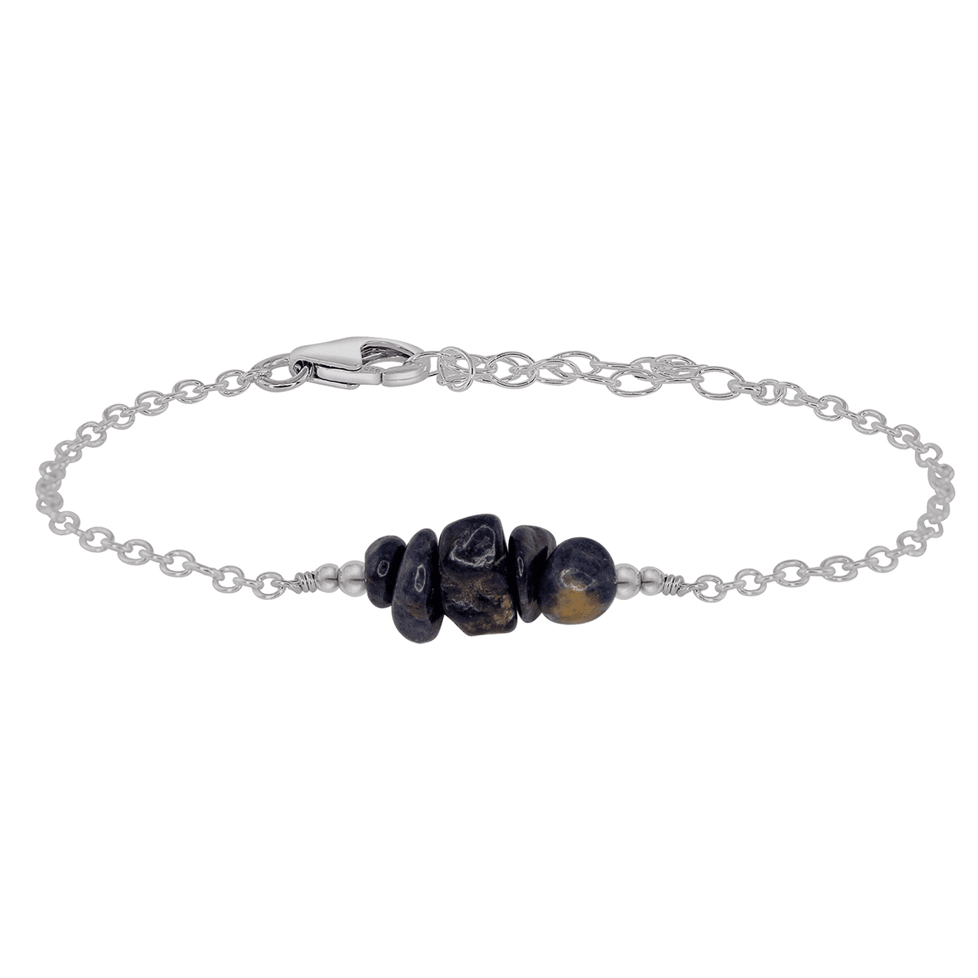 Sapphire Chip Bead Bar Bracelet - Sapphire Chip Bead Bar Bracelet - Stainless Steel - Luna Tide Handmade Crystal Jewellery