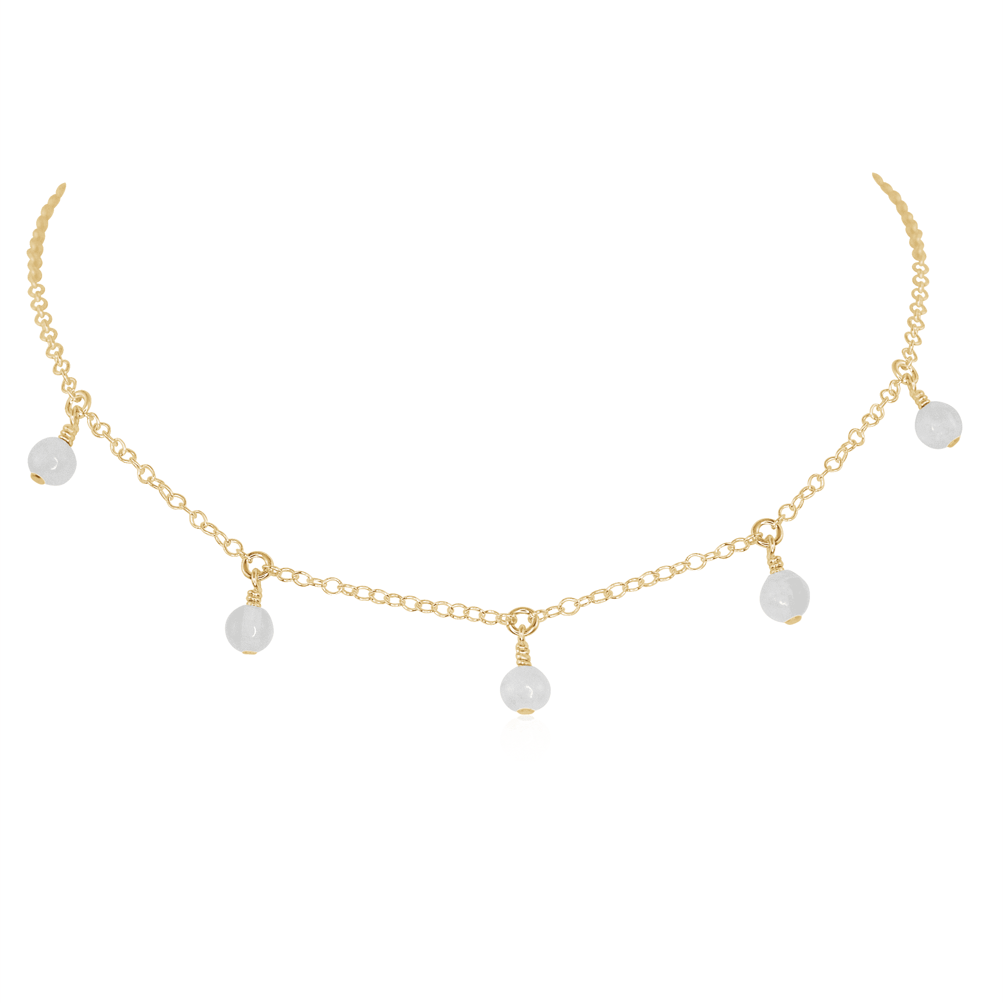 Selenite Bead Drop Choker - Selenite Bead Drop Choker - 14k Gold Fill - Luna Tide Handmade Crystal Jewellery