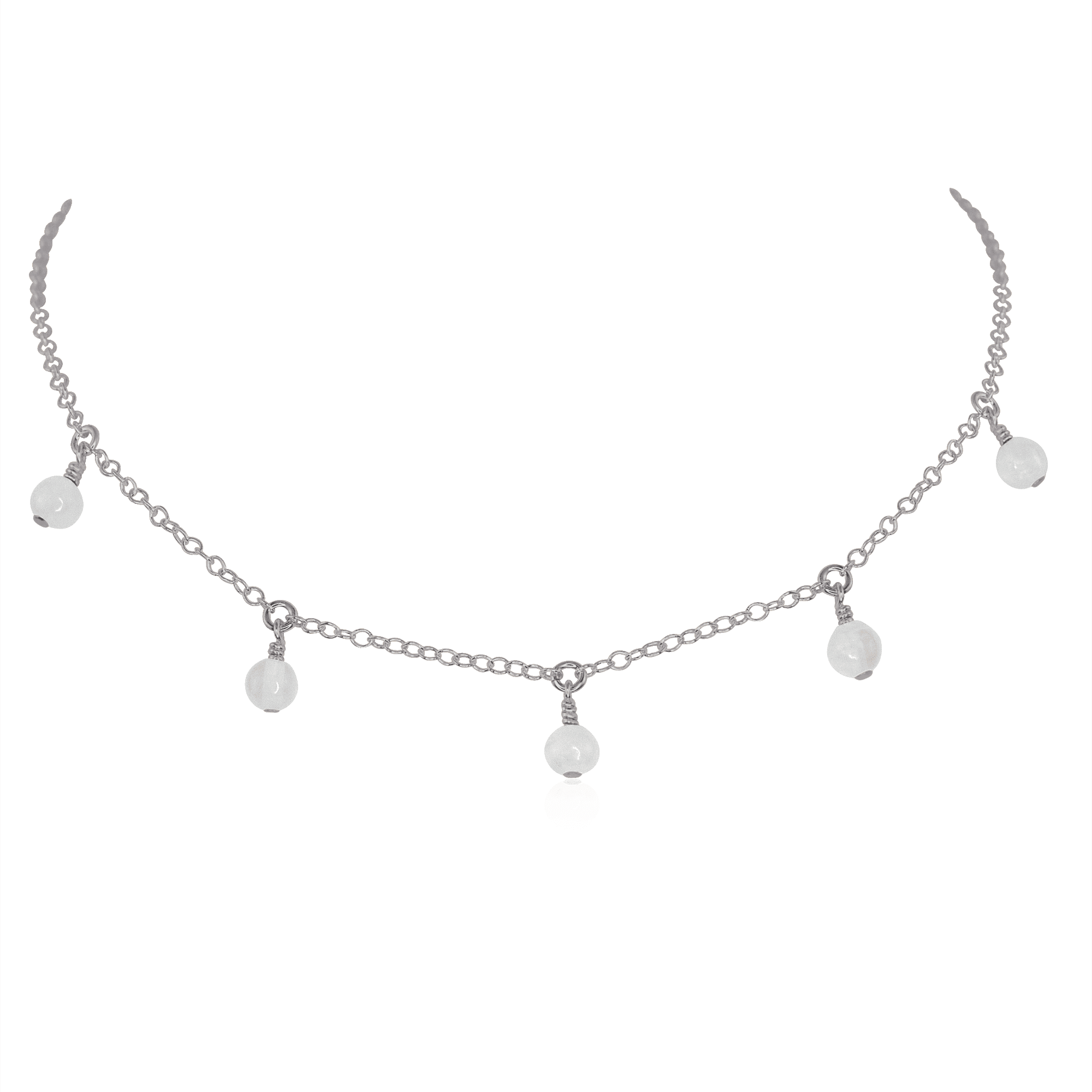 Selenite Bead Drop Choker - Selenite Bead Drop Choker - Stainless Steel - Luna Tide Handmade Crystal Jewellery